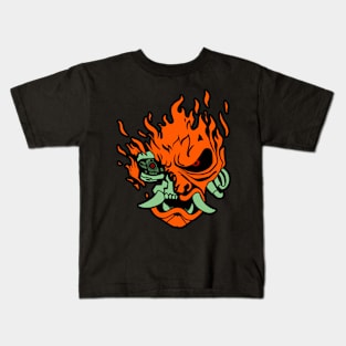 Classic Fire Samurai Skull Kids T-Shirt